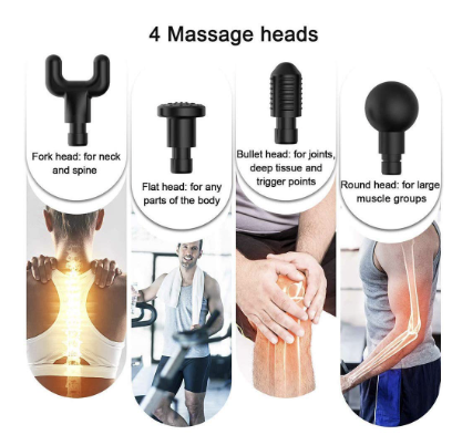 Portable Massage Gun – 4-Head Vibration Massager